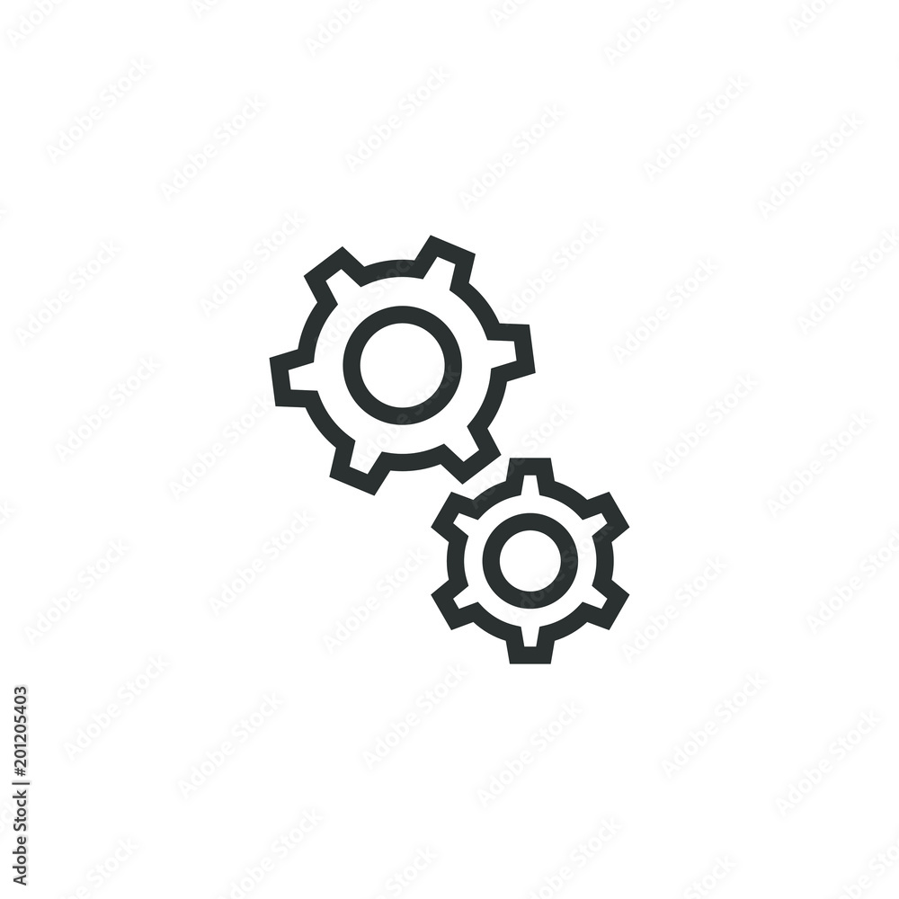 Black and white linear gear icon