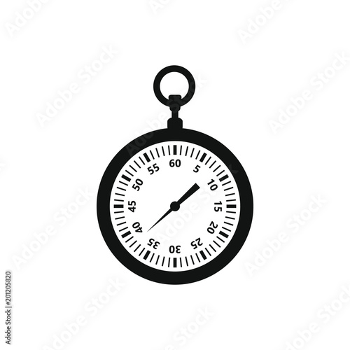black and white outline icon of a stopwatch
