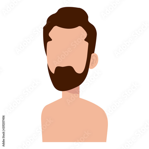 young man with beard shirtless avatar character vector illustration design