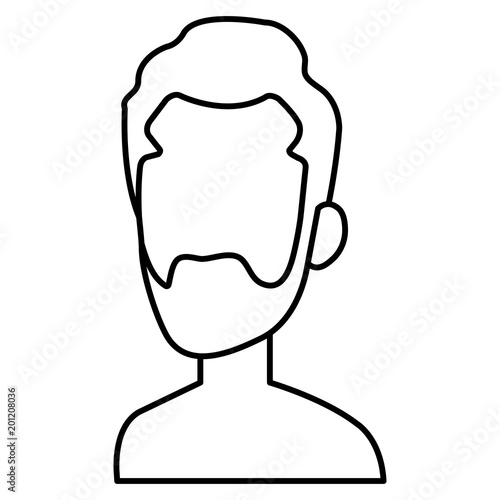 young man with beard shirtless avatar character vector illustration design
