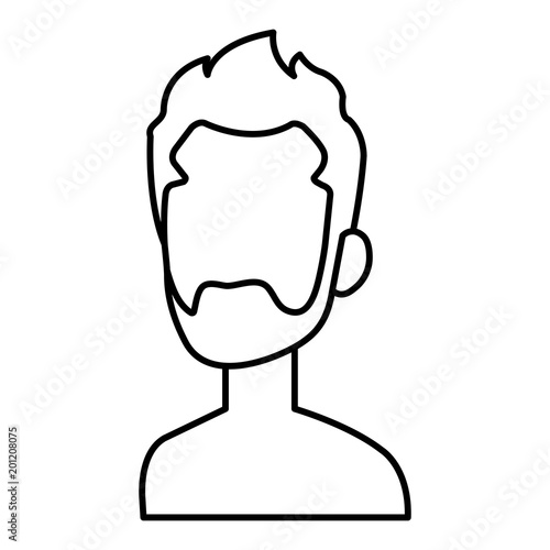 young man with beard shirtless avatar character vector illustration design