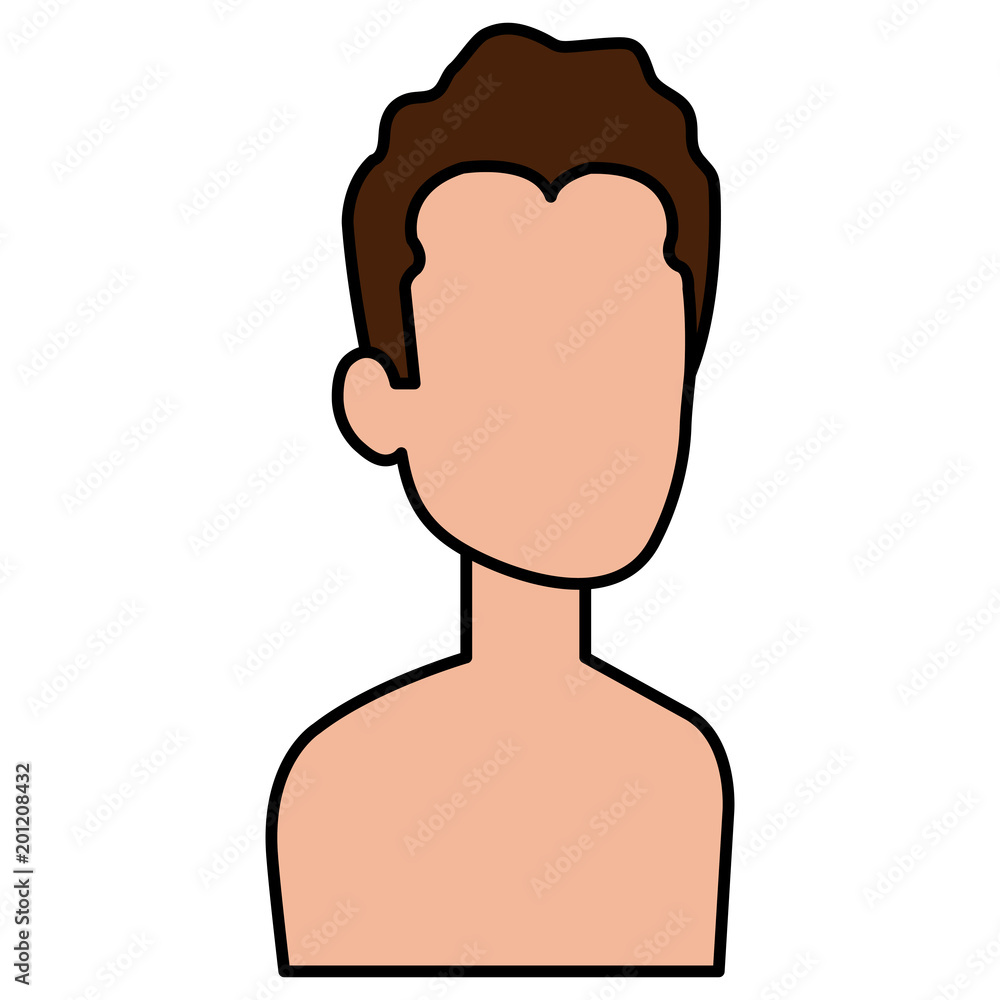 young man shirtless avatar character vector illustration design