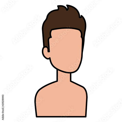 young man shirtless avatar character vector illustration design