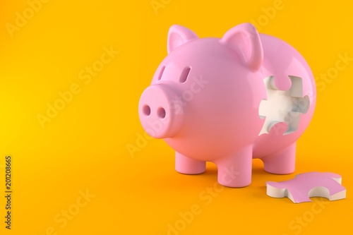 Piggy bank with jigsaw puzzle