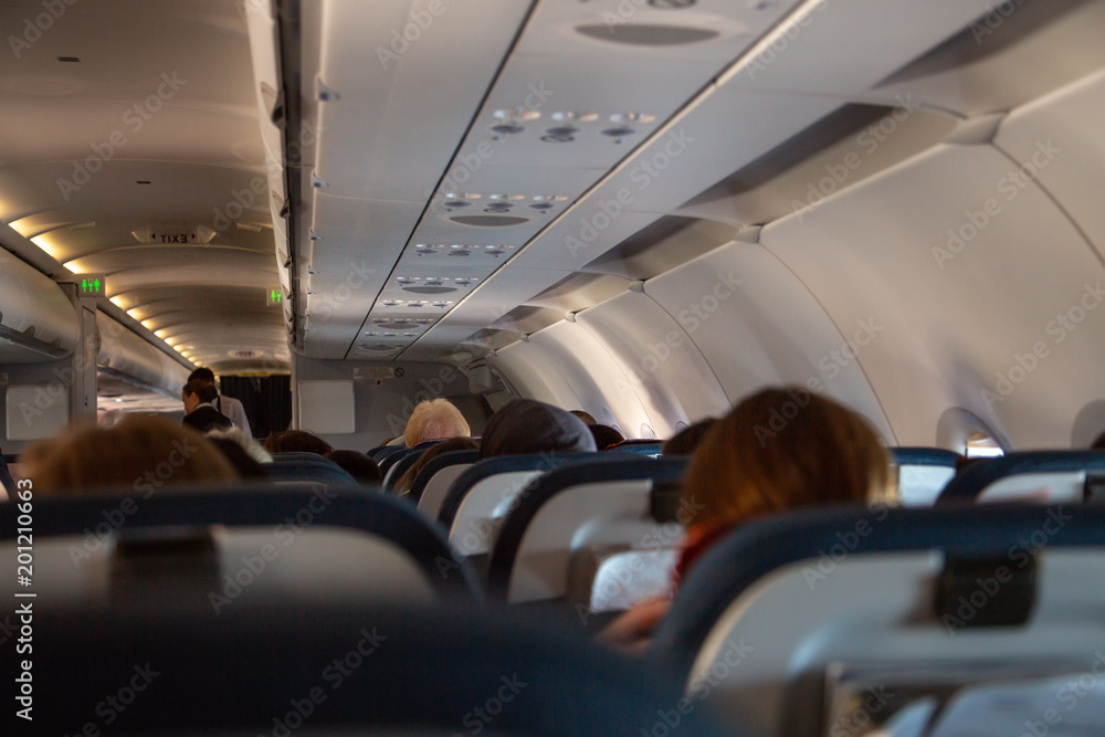 Fototapeta premium airplane seat when flying on the way