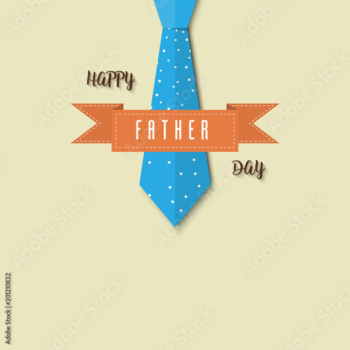 Father's Day Card Design with Blue Necktie, Vintage Style, Vector illustration