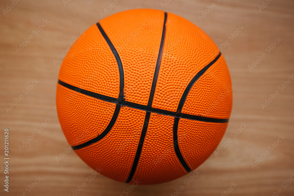 Fototapeta premium Basketball ball on court floor