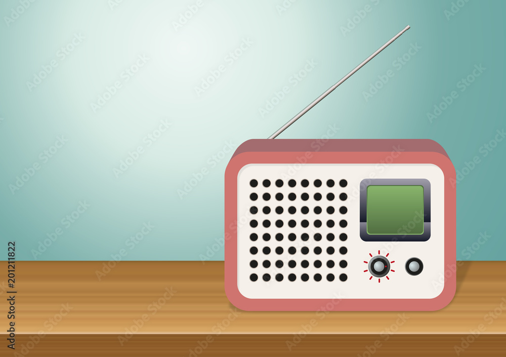 radio - information - vintage - musique - illustration - rétro - média -  poste de radio - concept Stock Vector | Adobe Stock