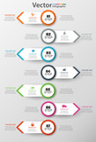 Infographic design template can be used for workflow layout, diagram, number options, web design. Infographic business concept with 7 options, parts, steps or processes. Vector eps 10