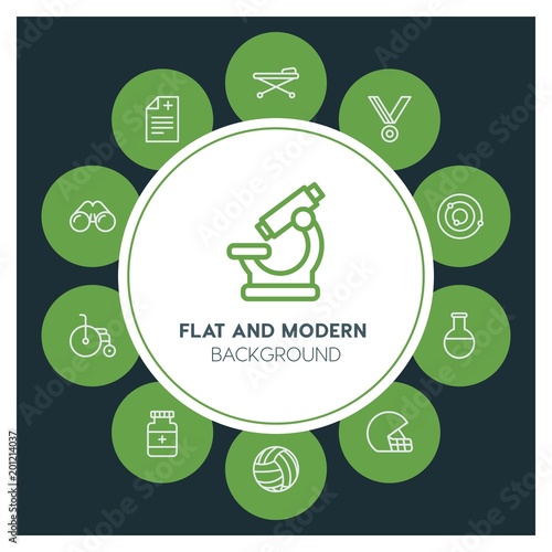 health, science, sports Infographic Circle outline Icons Set. Contains such Icons as  business,  website,  elements,  background,  pattern,  illustration and more. ..Fully Editable. Pixel Perfect