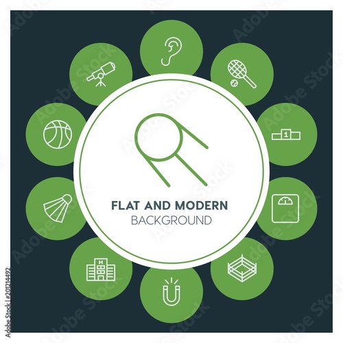 health, science, sports Infographic Circle outline Icons Set. Contains such Icons as  business,  website,  elements,  background,  pattern,  illustration, ear and more. ..Fully Editable. Pixel Perfect