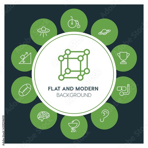 health, science, sports Infographic Circle outline Icons Set. Contains such Icons as  business,  website,  elements,  background,  pattern,  illustration, ear and more. ..Fully Editable. Pixel Perfect