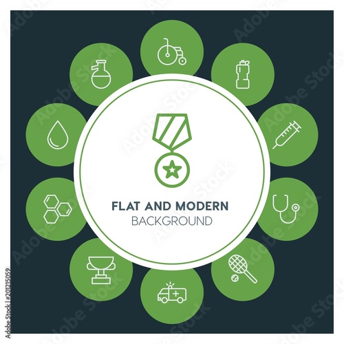 health, science, sports Infographic Circle outline Icons Set. Contains such Icons as  business,  website,  elements,  background,  pattern,  illustration and more. ..Fully Editable. Pixel Perfect