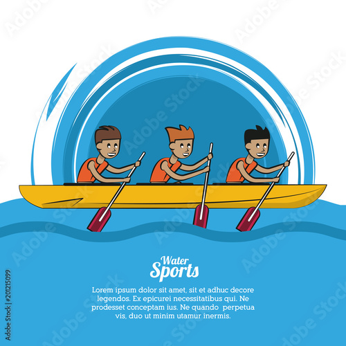 Water sport cartoons rafling vector illustration graphic design