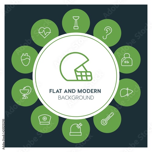 health, science, sports Infographic Circle outline Icons Set. Contains such Icons as  business,  website,  elements,  background,  pattern,  illustration, ear and more. ..Fully Editable. Pixel Perfect