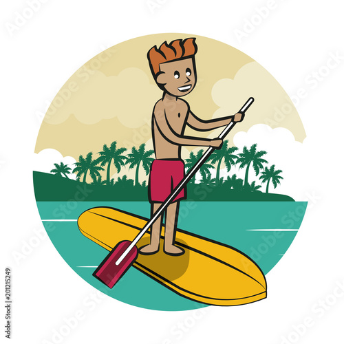 Man over surf board watersport vector illustration graphic design