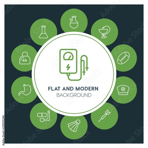 health, science, sports Infographic Circle outline Icons Set. Contains such Icons as  business,  website,  elements,  background,  pattern,  illustration and more. ..Fully Editable. Pixel Perfect