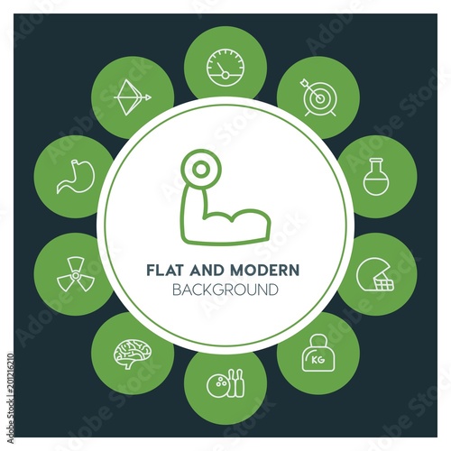 health, science, sports Infographic Circle outline Icons Set. Contains such Icons as  business,  website,  elements,  background,  pattern,  illustration, bow and more. ..Fully Editable. Pixel Perfect