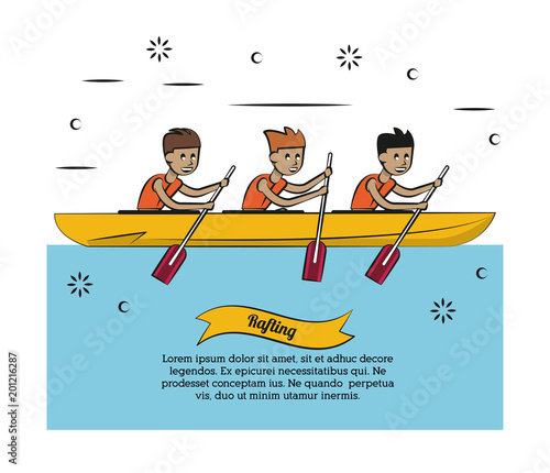 Water sport cartoons rafling vector illustration graphic design