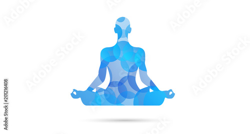 meditazione, vettoriale, azzurro, blu