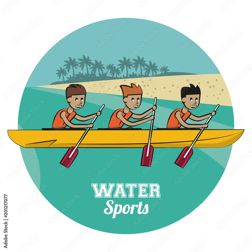 Rafling water sport cartoon vector illustration graphic design