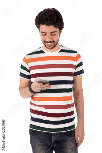 a young man texting