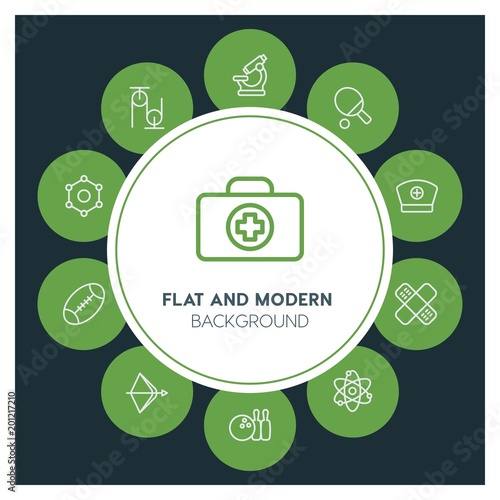 health, science, sports Infographic Circle outline Icons Set. Contains such Icons as  business,  website,  elements,  background,  pattern,  illustration, kit and more. ..Fully Editable. Pixel Perfect