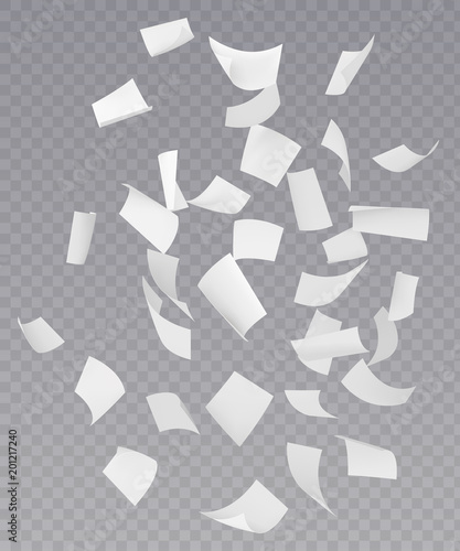 Chaotic Falling Flying Paper Sheets 