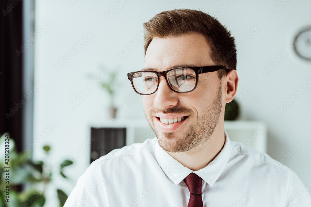 portrait of handsome smiling businessman in eyeglasses portrait of handsome smiling businessman in eyeglasses