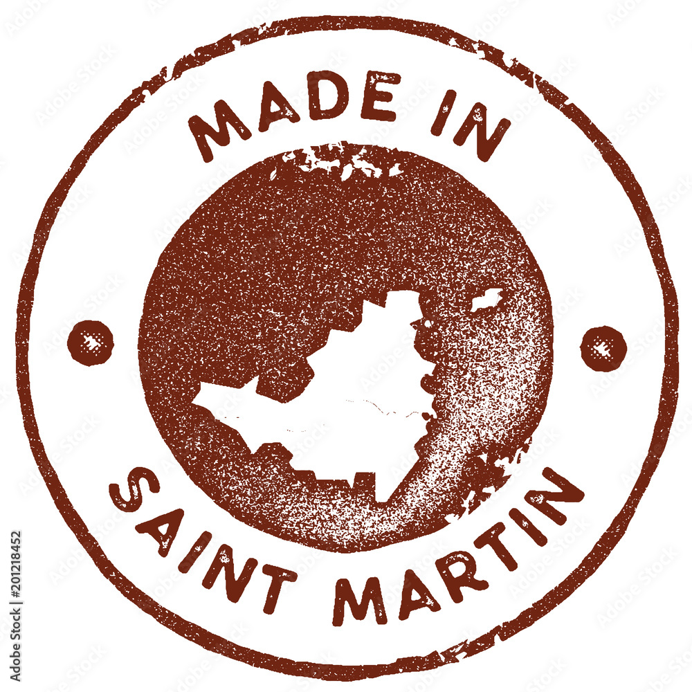 Saint Martin map vintage stamp. Retro style handmade label, badge or ...