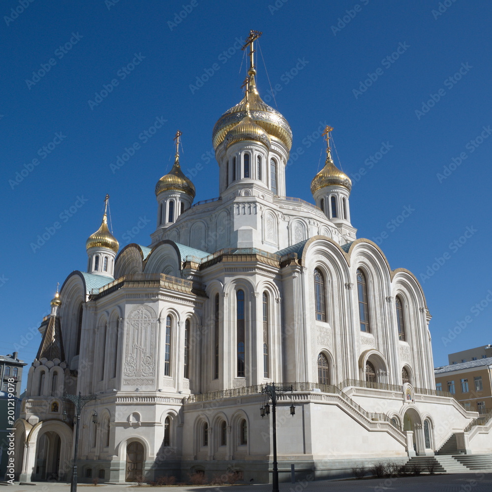 Sretensky monastery in Moscow, Russia. Church of New Martyrs and Confessors of Russia on the blood on Lubyanka