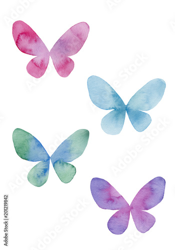 アゲハ蝶のセット 水彩イラスト