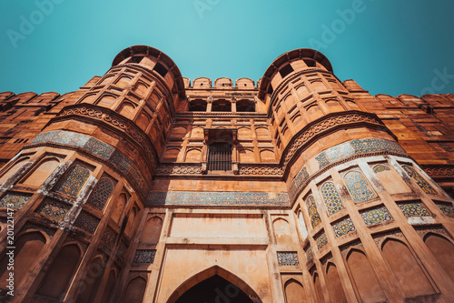 A wall of red fort in Delhi, India
