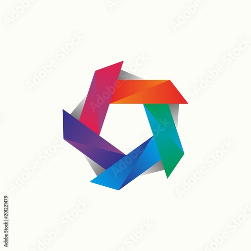 pentagonal logo design with 3d cooncept photo