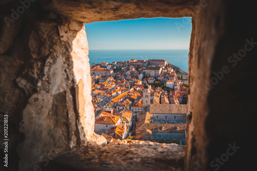 Obraz na płótnie Old town of Dubrovnik at sunset, Dalmatia, Croatia w salonie