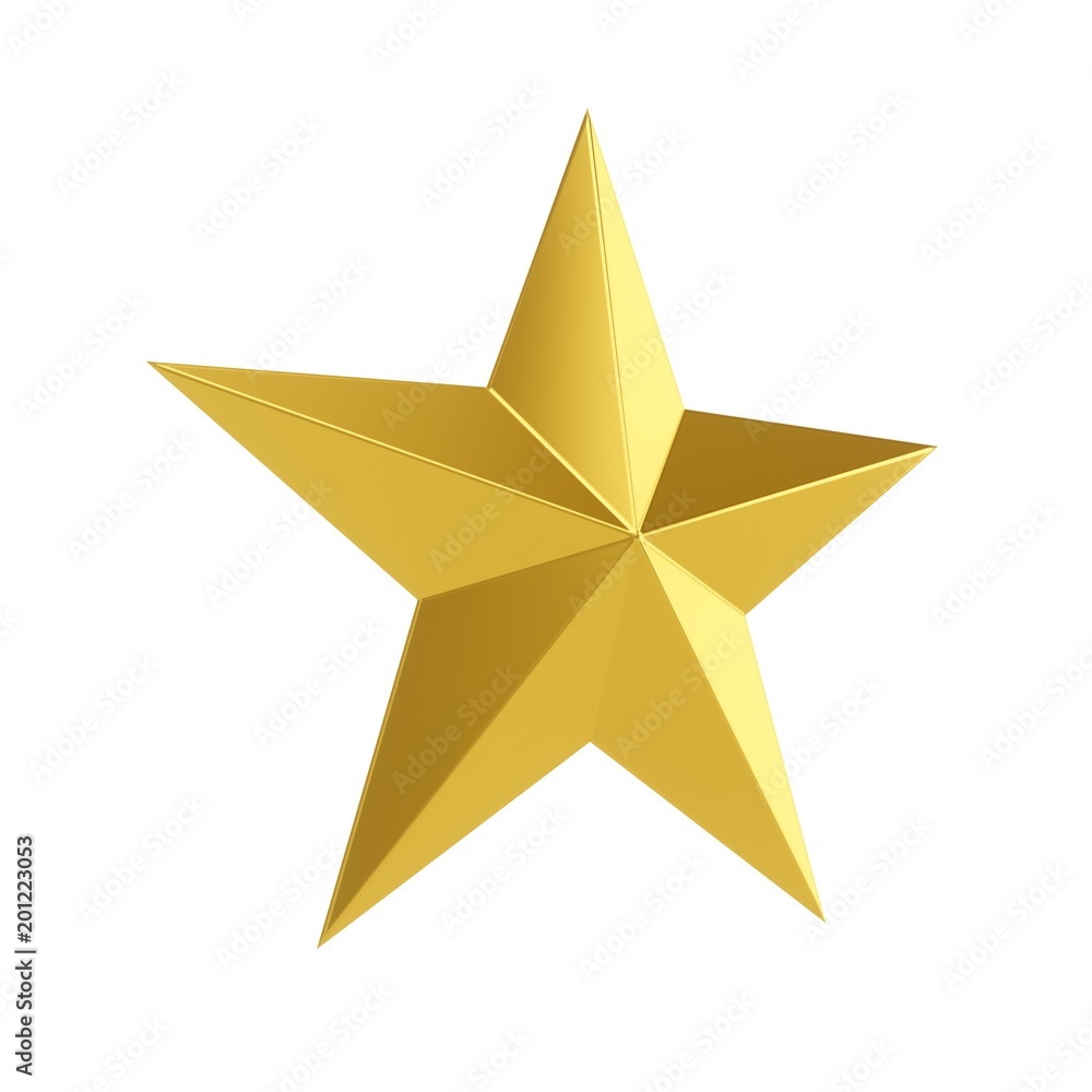 3D Rendering Golden Star isolated on white 3D Rendering Golden Star isolated on white