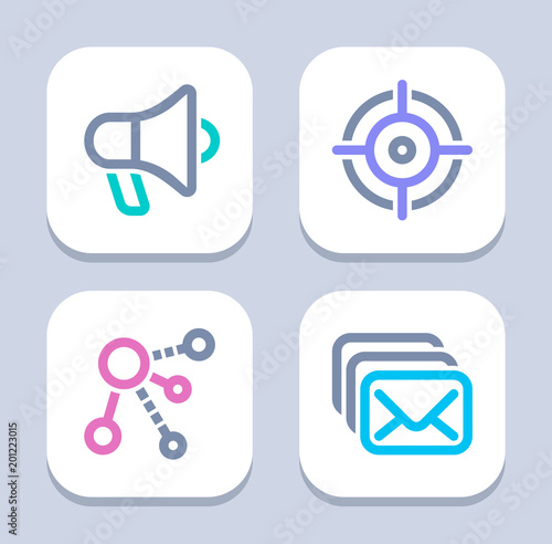 Marketing Techniques - Neon Duo Icons. A set of 4 professional, pixel-perfect icons.