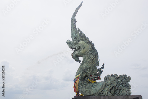 Naga Thailand,Naga statue spray water to the sea,samila-songkhla Thailand © Anocha Stocker