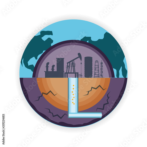 oil industry with fracking process vector illustration design photo