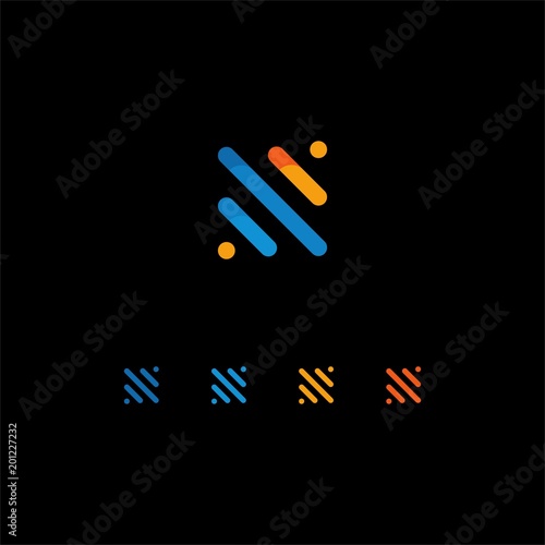 Letter N logo icon for technology photo