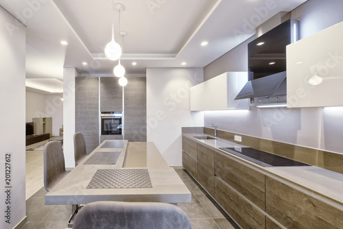 Interior design modern kitchen in the new house.