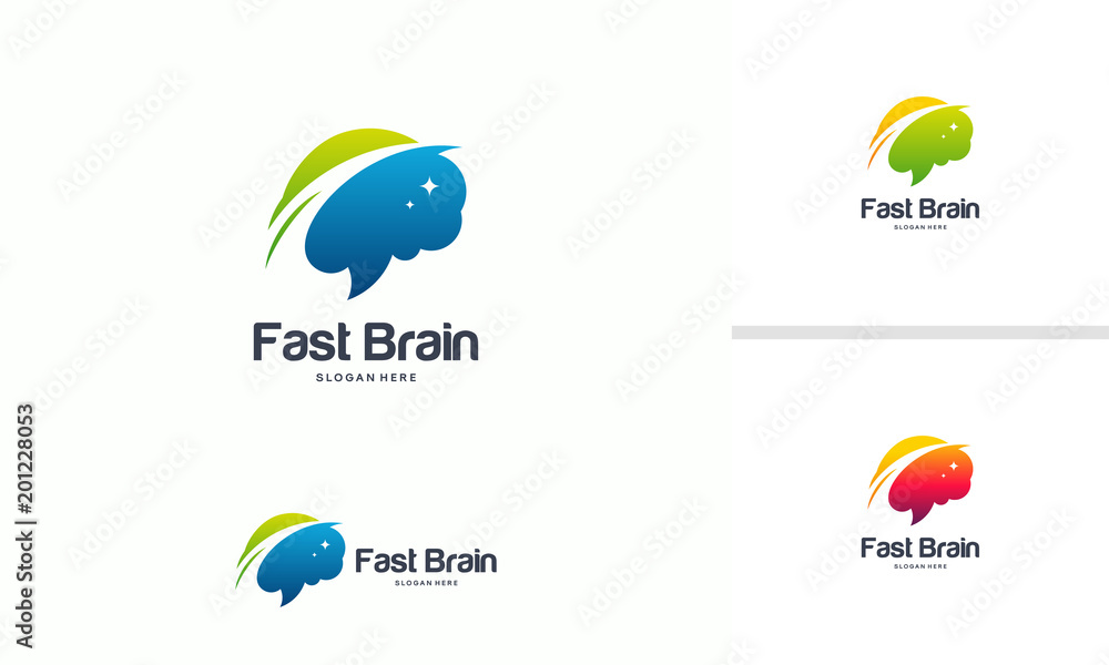 Fast Brain logo designs concept, Brain logo template