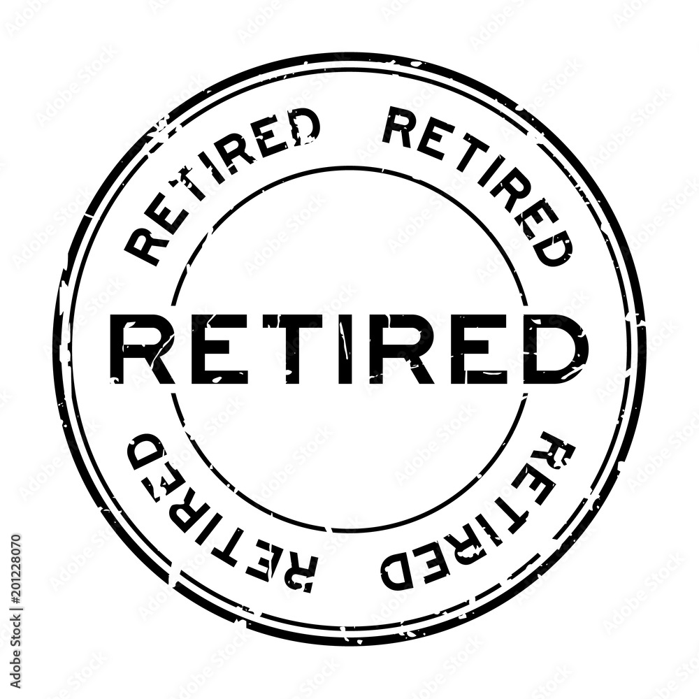 Grunge black retired round rubber seal stamp on white background Grunge black retired round rubber seal stamp on white background