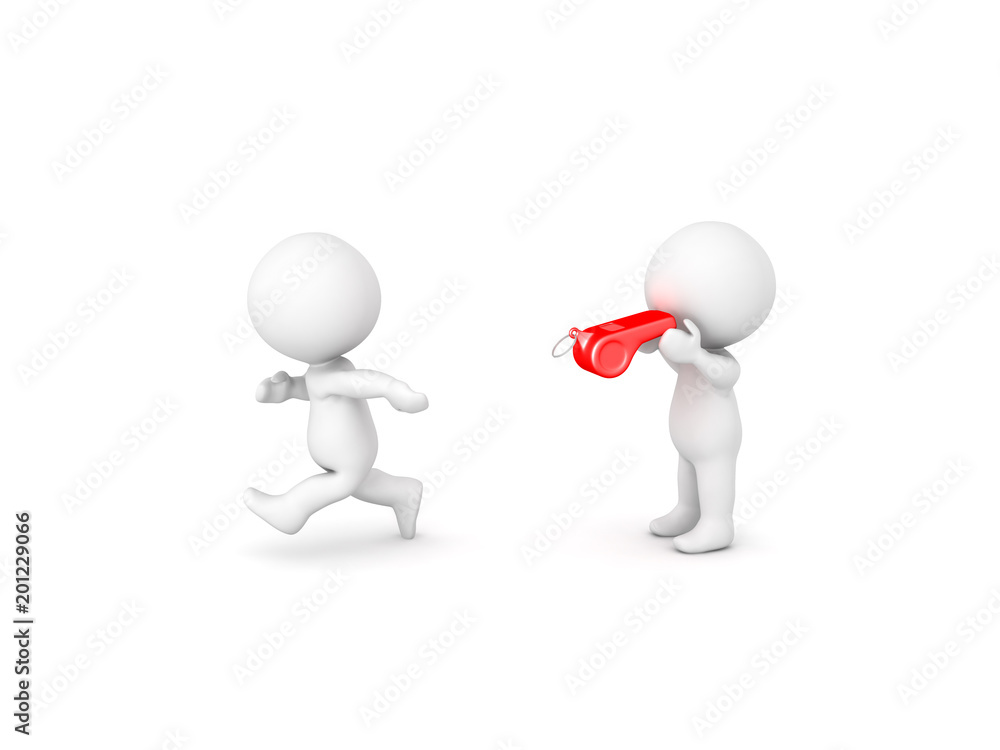 3D Character whistling at other one running 3D Character whistling at other one running