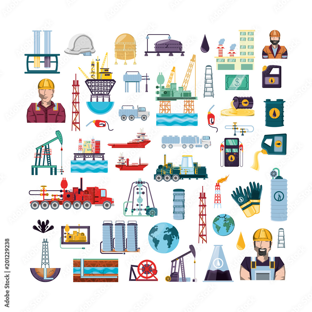 oil industry set icons vector illustration design oil industry set icons vector illustration design