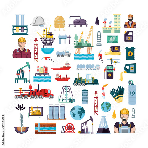 oil industry set icons vector illustration design