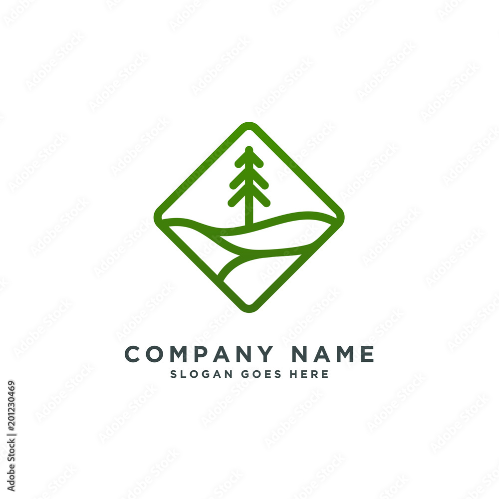 Obraz premium forest tree logo template vector illustration