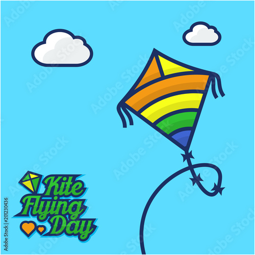 Flying kite day vector illustration