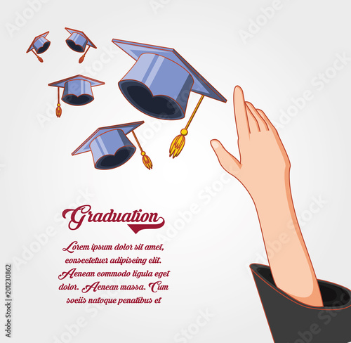 graduation card with hat icon vector illustration design