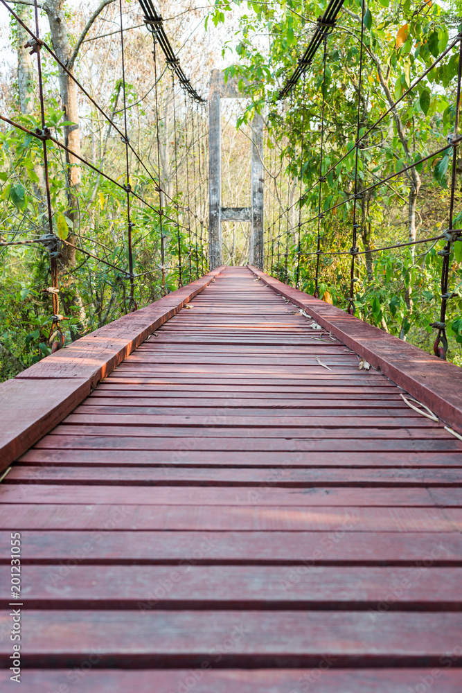 Fototapeta premium Wood bridge of iron and chain